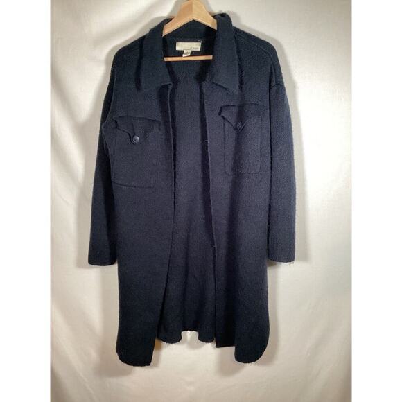 By Design Knit Long Cardigan Classic Duster with pockets. Navy womens small - Picture 1 of 5